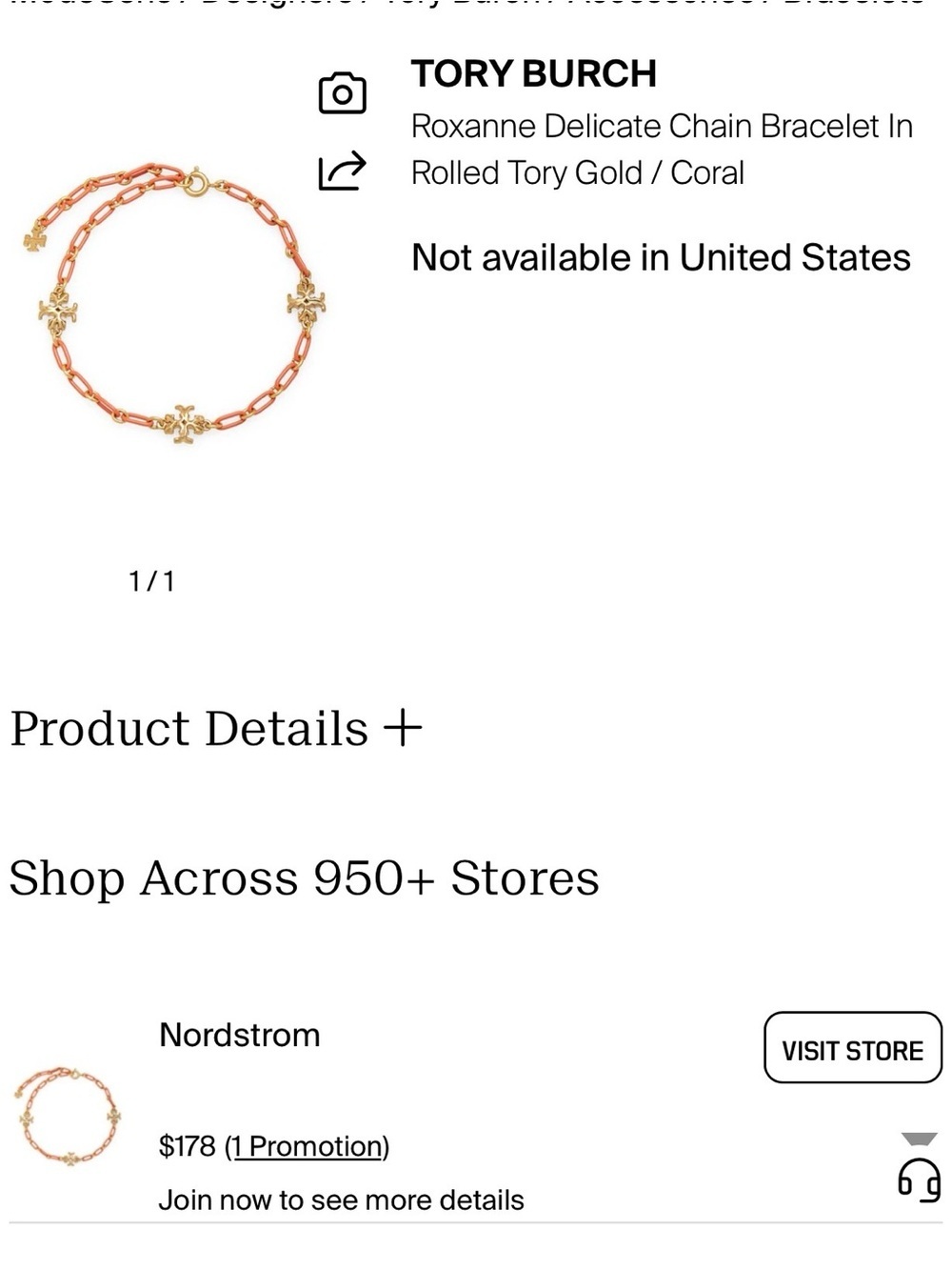 TORY BURCH
Roxanne Chain Bracelet in 18kt Gold-plated Brass nwt - Picture 3 of 7